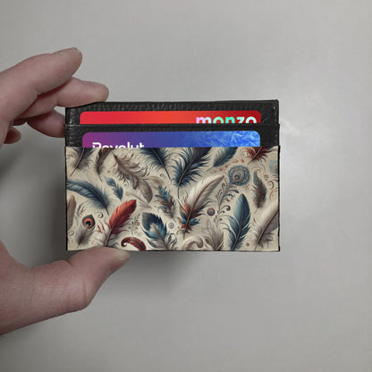 Feather print Leather Wallet