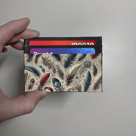 Feather print Leather Wallet